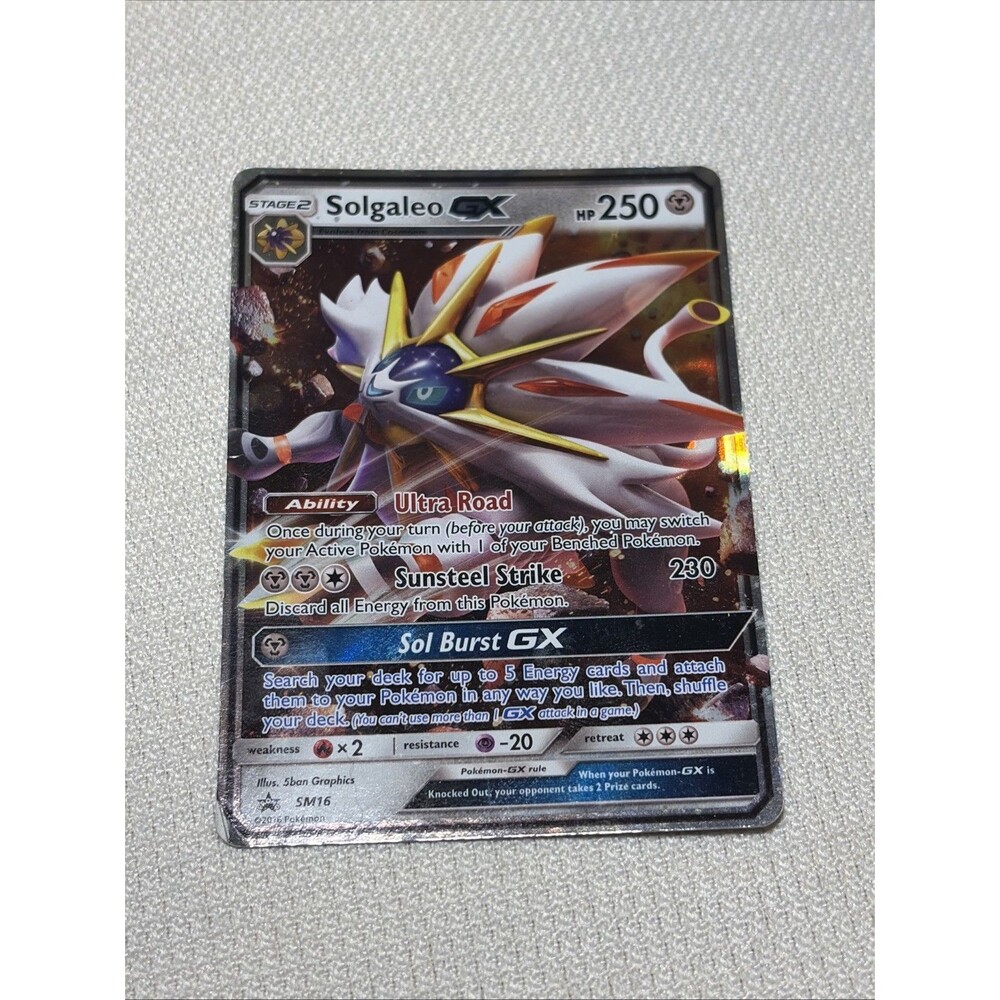 Ultra Rare Reverse HOLO Solgaleo GX SM16 Base Set Pokémon Card NM in Sleeve